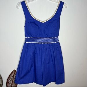 NWT Judith March Royal Blue Sleeveless Linen Tie Bow Back Dress